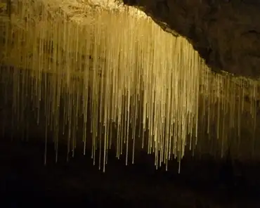 007 The cave of Chorange is famous for its hanging needles, which are in fact very thin and long straws. Water goes through the rock and comes out in micro-holes in...