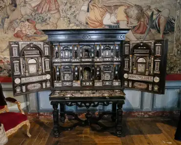 P1020357 Italian cabinet, 16th century, inlaid with mother-of-pearl and ivory.