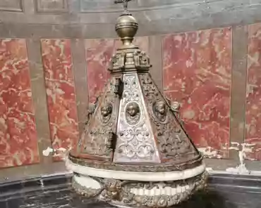 IMG_20210814_122912 Baptismal font, 1845, marble with a cedar cover.