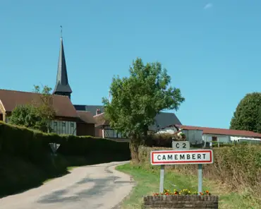 P1100904 The village of Camembert, where the eponumous cheese was born. The camembert cheese was created in the late 18th century by Marie Harel. Originally made with...