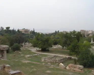 pa180101 Overall view of the agora with the temple of Hephaistos on the left side.