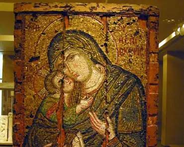 pc070032 Mosaic icon: virgin of Tenderness, Triglia, Asia Minor, from a Constantinople workshop, late 13th century.