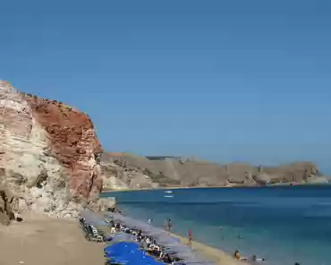 P1070341 The beach at paleohori is located at the foot of red cliffs.