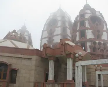 IMG_0376 ISKCON hindu temple in the New Delhi smog. Built 1998, 27m high, dedicated to Lord Krishna. ISKCON means "International Society for Krishna Consciousness",...