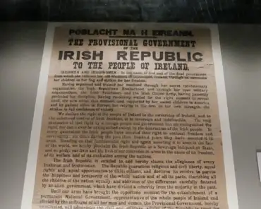 P1200470 Proclamation of 1916, one of the dozen or so survivors of the original print of 2500 made in Liberty Hall on Easter Sunday morning, 23 April 1916.