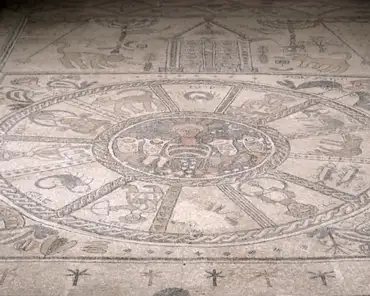 P1170707 The wheel of zodiac originated in the Roman art and appears in several mosaic floors of synagogues in Israel. Its astrological significance was placed in a new...