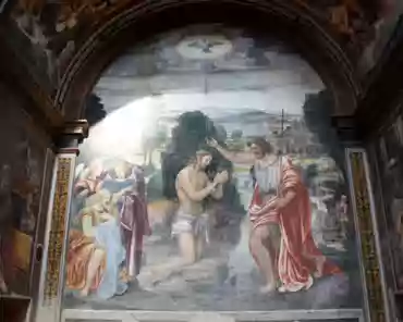 IMG_1878 Carreto chapel, Baptism of Christ, by Evangelista Luini, ca. 1545. Restored in 1982.