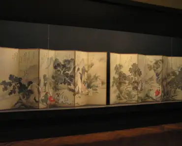 p8080600 Literary gathering at lanting, by Yosa Buson, color on glossy silk, Edo period, 1766.