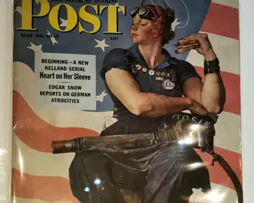 IMG_20191204_120400 The Saturday Evening Post, 1943. Illustration of Rosie by Norman Rockwell as the symbol of the American woman supporting the war effort.