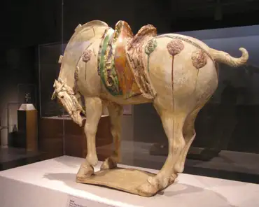 08 Horse, China, 8th century AD, three-color glazed earthenware
