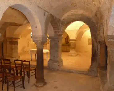 P1010331 Saint-Hyppolite church: 12th century crypt from a former romanesque church.