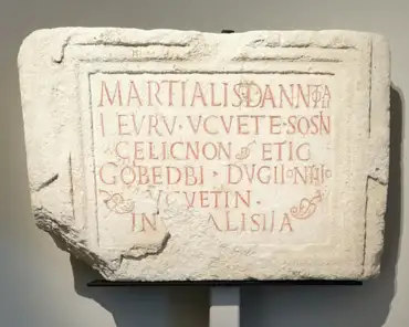 IMG_20220527_152419 Inscription by Martialis, written in Gallic with Roman characters, with a mention of Alesia. Late 1st century CE.