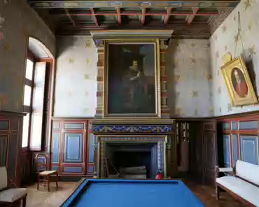 P1140467 Balcony room, set for the visit of Henri III in the 16th century, turned into a music room in the 18th century then a billiard room in the 19th century....