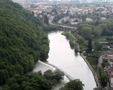 052 The Doubs river almost surrounds the old town with a loop. The loop formed by the river is closed by a mountain topped by a fortress, making Besançon...