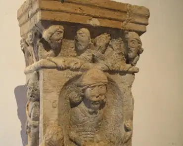 160 Angle pilaster representing a showmaker, from a romanesque house, 12th century.