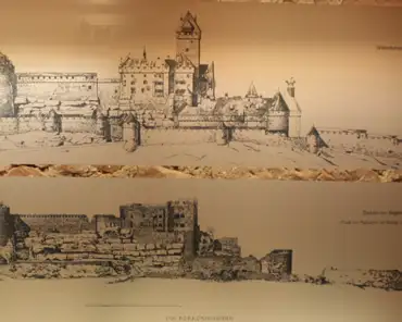 055 The castle after and before the 1900s restoration.