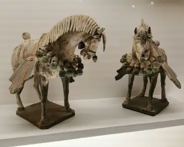 IMG_20210926_155438 Pair of ceremonial horses, polychrome terracotta, China, 6-7th century.