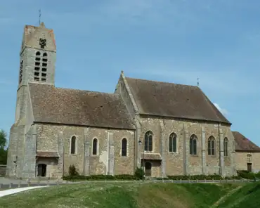P1160146 Saint Maurice church. Nave and four-gabled steeple: 14th century. Choir: 16th century.