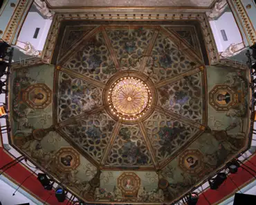 IMG_1100_stitch Ceiling. The Italian-inspired theater features canvas-backed paintings attributed to Gérôme.