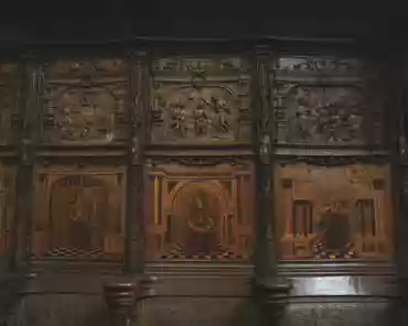 IMG_6679 Stalls ordered by the archbishop of Rouen; they introduce the Renaissance art in the gothic building. Made in the early 16th century, mainly in oak wood.