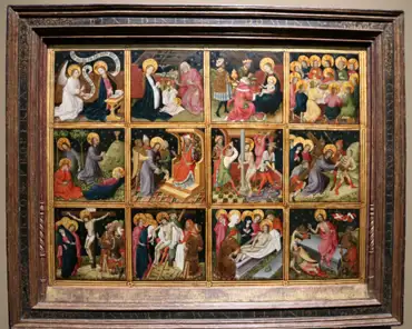 IMG_8435 Cologne, Devotional picture with 12 scenes of the life of Christ, 1450-1460.