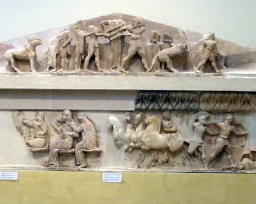 pc060635 East pediment of one of the "treasuries" of Delphi, 525 BC.