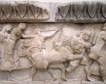 pc060638 North side of the frieze: gigantomachy: the battle between the Olympian gods and the Giants.