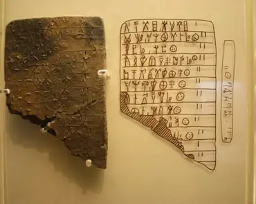 img_0100 Clay tablet with Linear B script (an early form of Greek).