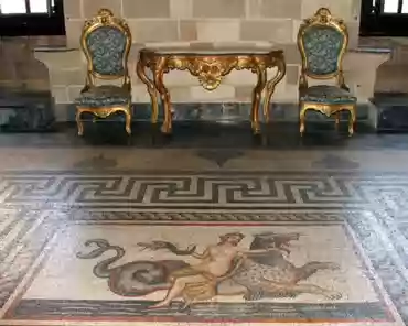 dscf0380 Roman mosaic floor from the island of Kos: nymph riding a hippocamp.