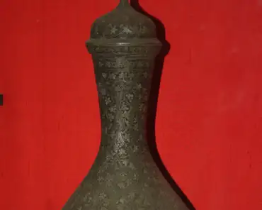 IMG_3678 Surahi: kashmir copper tinned vessel with engraved floral designes, 19th century.