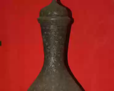 IMG_3678 Surahi: kashmir copper tinned vessel with engraved floral designes, 19th century.