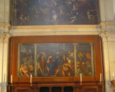 p8230431 Top: St Roch captured at the battle of Montpellier, Tintoretto. Bottom: St Roch heals the plague stricken, Tintoretto.