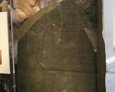 IMG_6369 The Rosetta stone was discovered in 1799 by Napoleon's soldiers in Rashid (Rosetta) in the Nile delta and permitted the deciphering of hieroglyphs. After Egypt...