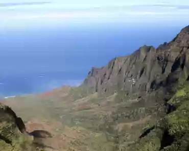 20140211210423 Kalalau valley, along the Na Pali coast. Fluted ridges are made by water running down the slopes during heavy rains and cutting through the softer basalt...